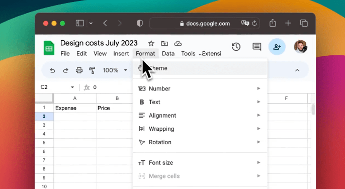 Screen recording that shows a zoomed-in view of excel, with an enlarged cursor.