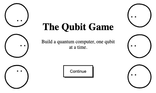 A screenshot showing a button to start playing 'The Qubit Game'.